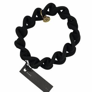 Marc by Marc Jacobs Black Rubber Chain Link Bracelet Gold Charm Logo Stretch
